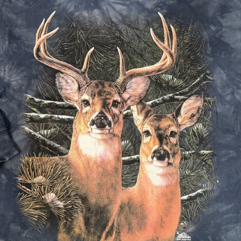 VTG  The Mountain Long Sleeve T-shirt Tie Dye Black Whitetail Deer Buck Mens XL
